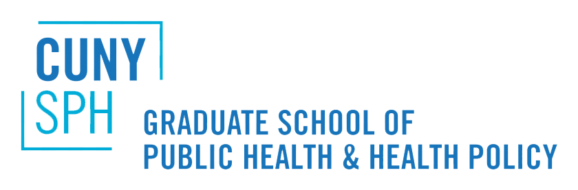 Logo of CUNY SPH, Graduate School of Public Health & Health Policy, featuring the text in blue on a white background.